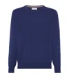 Brunello Cucinelli Virgin Wool-cashmere Crew Neck Jumper In Blue