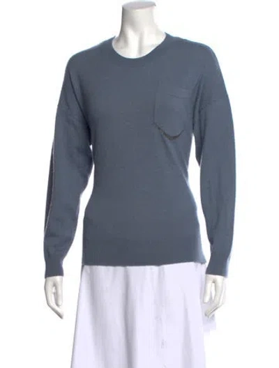 Pre-owned Brunello Cucinelli Cashmere Crew Neck Sweater In Blue