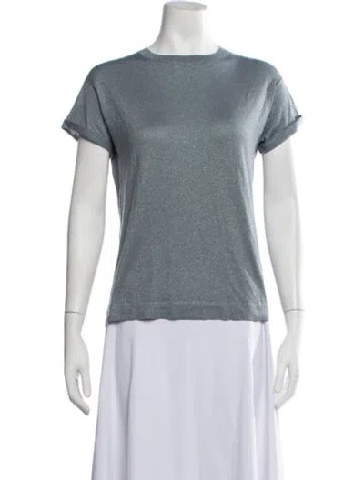 Pre-owned Brunello Cucinelli Cashmere Crew Neck Sweater In Blue/metallic