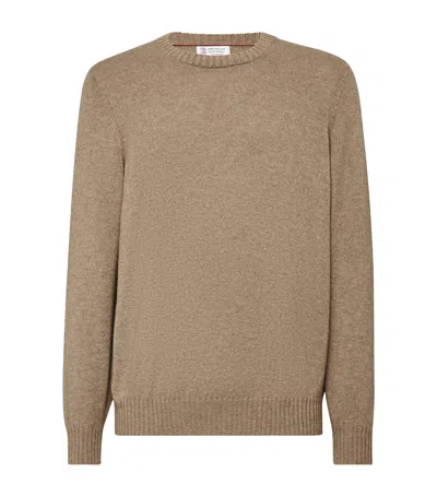 Brunello Cucinelli Cashmere Crew-neck Sweater In Brown