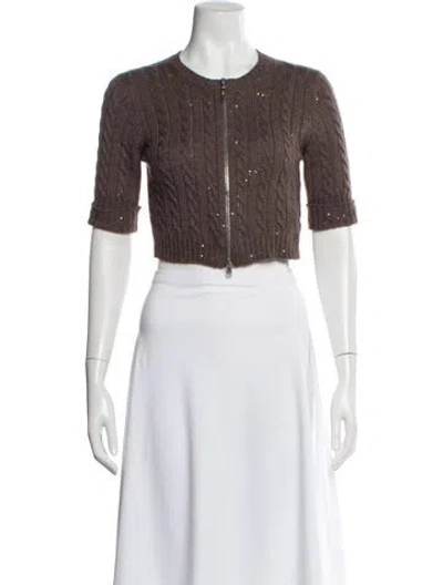 Pre-owned Brunello Cucinelli Cashmere Crew Neck Sweater In Brown