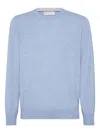 Brunello Cucinelli Cashmere Crew Neck Sweater Clothing In Blue