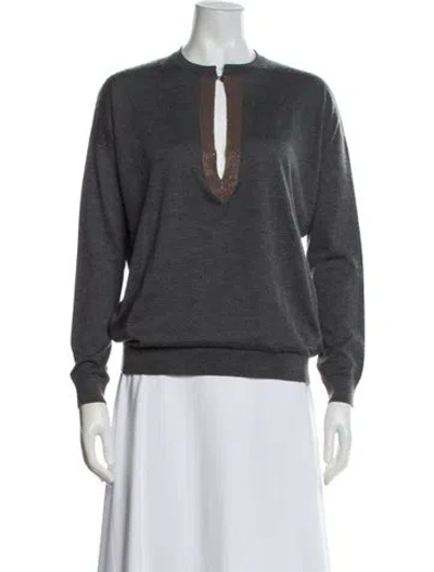 Pre-owned Brunello Cucinelli Cashmere Crew Neck Sweater In Gray