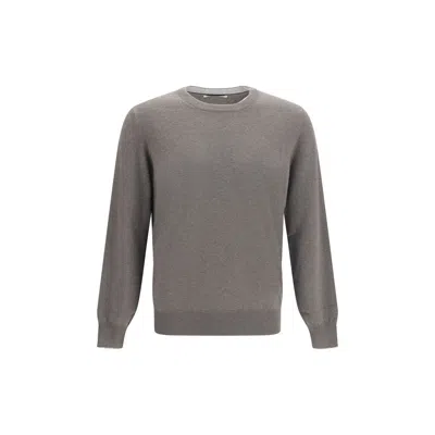 Brunello Cucinelli Cashmere Crew Neck Sweater In Gray