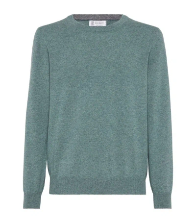 Brunello Cucinelli Cashmere Crew-neck Sweater In Green