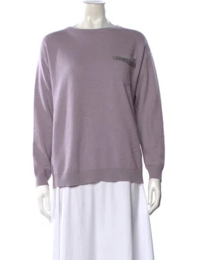 Pre-owned Brunello Cucinelli Cashmere Crew Neck Sweater In Purple