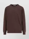 Brunello Cucinelli Cashmere Crew-neck Sweater Ribbed Finish In Brown