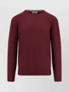 Brunello Cucinelli Cashmere Crew-neck Sweater Ribbed Profiles In Burgundy
