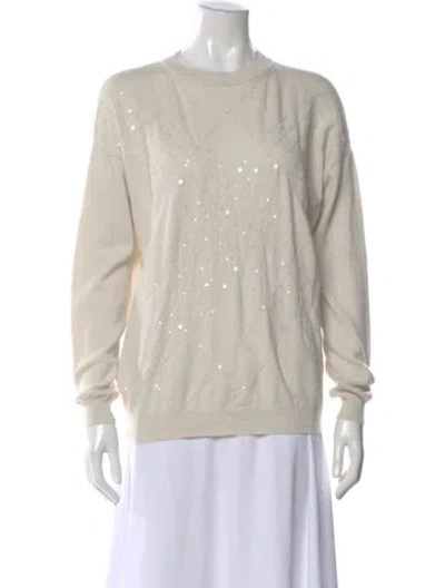 Pre-owned Brunello Cucinelli Cashmere Crew Neck Sweater In White