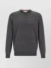 Brunello Cucinelli Cashmere Crew Neck Sweater With Ribbed Cuffs And Hem In Gray