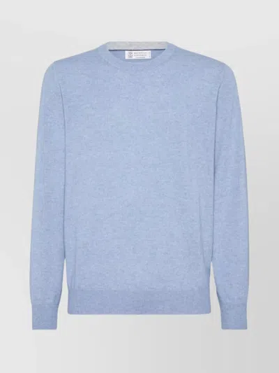 BRUNELLO CUCINELLI CASHMERE CREW NECK SWEATER WITH RIBBED FINISH