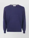 Brunello Cucinelli Cashmere Crew Neck Sweater With Ribbed Finish In Blue
