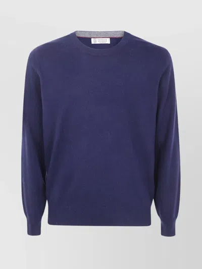 BRUNELLO CUCINELLI CASHMERE CREW NECK SWEATER WITH RIBBED FINISH