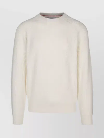 BRUNELLO CUCINELLI CASHMERE CREW NECK SWEATER WITH RIBBED TEXTURE