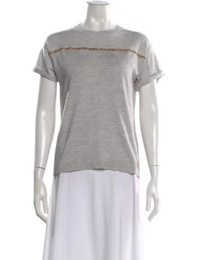 Pre-owned Brunello Cucinelli Cashmere Crew Neck T-shirt In Gray