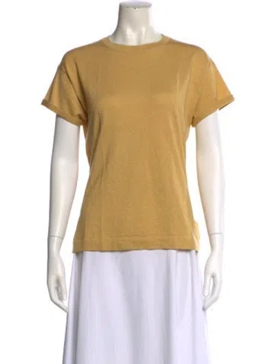Pre-owned Brunello Cucinelli Cashmere Crew Neck T-shirt In Yellow