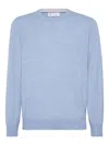 Brunello Cucinelli Cashmere Crew Neck Sweater Clothing In Blue