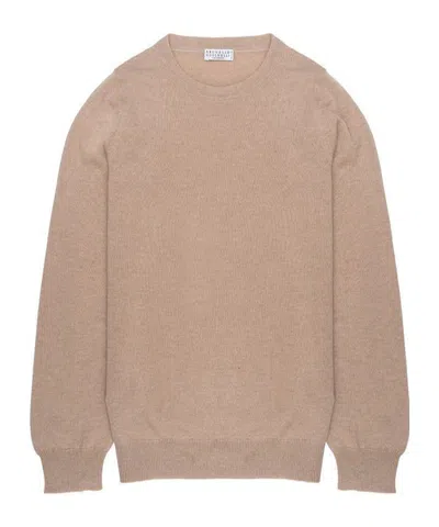 Brunello Cucinelli Bead-embellished Ribbed Cashmere Sweater In Neutral