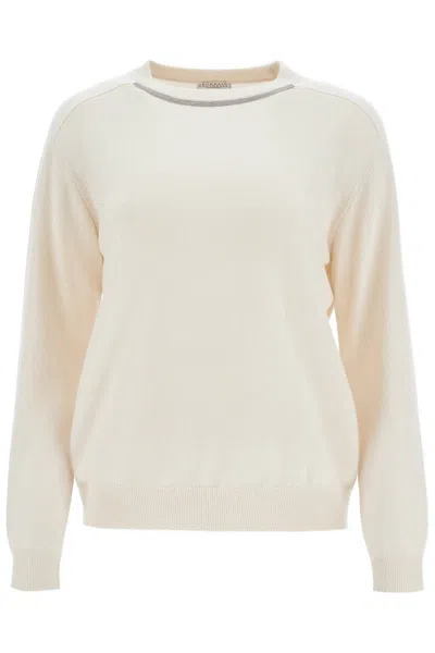 Brunello Cucinelli Knit Cuffs Sweaters And Cardigans White