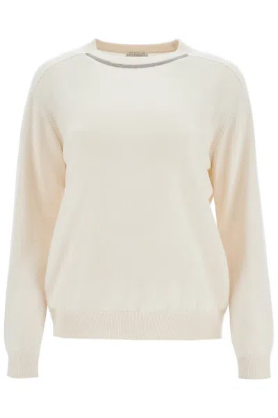 Brunello Cucinelli Cashmere Crewneck Pullover In Neutro