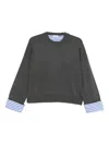 Brunello Cucinelli Cashmere Crewneck Sweater With Striped Cuffs