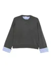 Brunello Cucinelli Cashmere Crewneck Sweater With Striped Cuffs