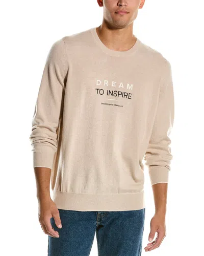 Brunello Cucinelli Cashmere Crewneck Sweater In Beige