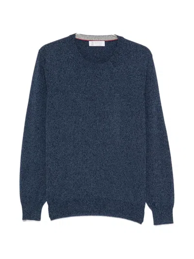 Brunello Cucinelli Wool And Cashmere Crew-neck Sweater In Blue
