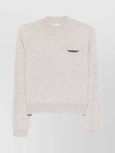 BRUNELLO CUCINELLI CASHMERE CREWNECK SWEATER POCKET DETAIL
