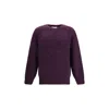 Brunello Cucinelli Crewneck Sweater With Raglan Sleeves And Speckled Pattern In Purple