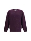 Brunello Cucinelli Crewneck Sweater With Raglan Sleeves And Speckled Pattern In Purple