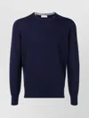 Brunello Cucinelli Cashmere Crewneck Sweater With Ribbed Finish In Blue