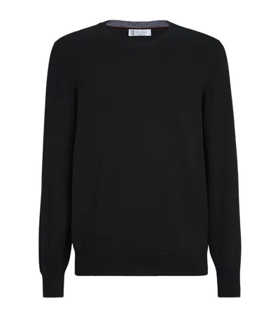 Brunello Cucinelli Cashmere Crew-neck Sweatshirt In Black