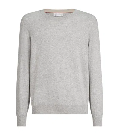 Brunello Cucinelli Cashmere Crew-neck Sweatshirt In Gray
