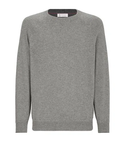 Brunello Cucinelli Cashmere Crew-neck Sweatshirt In Gray