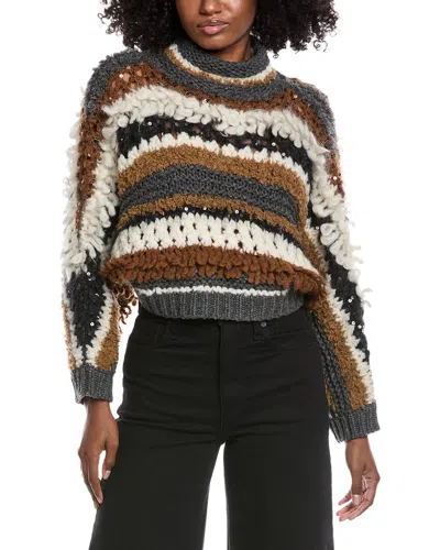Brunello Cucinelli Cashmere Crop Sweater In Multi