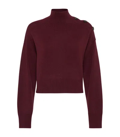 Brunello Cucinelli Cashmere Cropped High-neck Sweater In Red