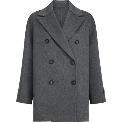 Brunello Cucinelli Cashmere Double Beaver Cloth Pea Coat In Gray