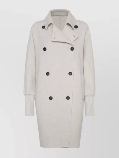 BRUNELLO CUCINELLI CASHMERE DOUBLE-BREASTED COAT BATWING SLEEVES