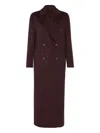 Brunello Cucinelli Hand-crafted Coat In Cashmere Double Beaver Cloth With Monili Clothing In Burgundy