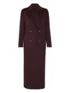 Brunello Cucinelli Hand-crafted Coat In Cashmere Double Beaver Cloth With Monili In Red