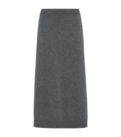 Brunello Cucinelli Cashmere Double-knit Midi Skirt In Gray