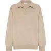 Brunello Cucinelli Cashmere Double Knit Polo Shirt In Brown