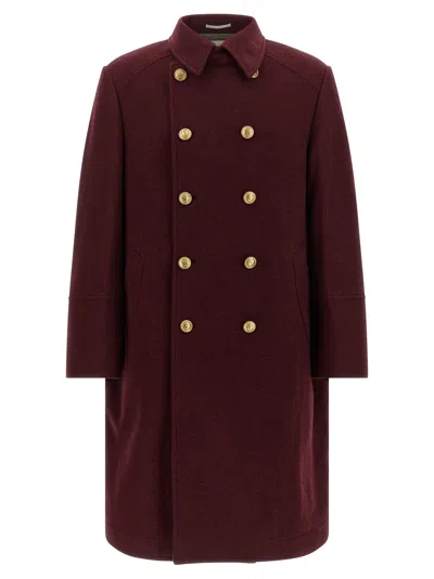 Brunello Cucinelli Cashmere Double-breasted Coat In Red