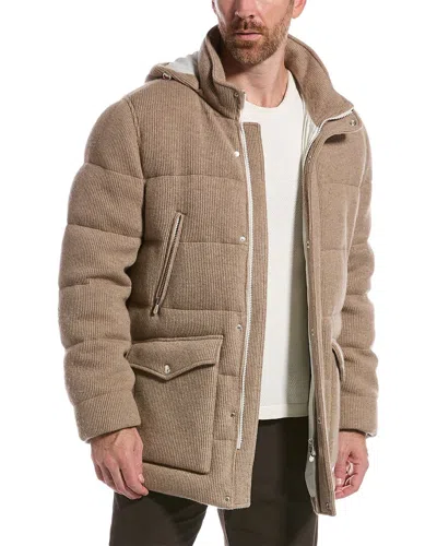 Brunello Cucinelli Cashmere Down Coat In Brown