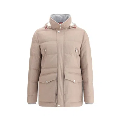 Brunello Cucinelli Men Cashmere Down Jacket In Pink
