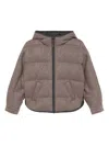 Brunello Cucinelli Long-sleeved Hooded Cotton Coat In Brown