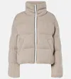 Brunello Cucinelli Cashmere English Rib Knit Down Jacket With Shiny Trims In Grey