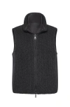Brunello Cucinelli Reversible Cashmere Knit Vest With Monili Jackets Grey In Anthracite