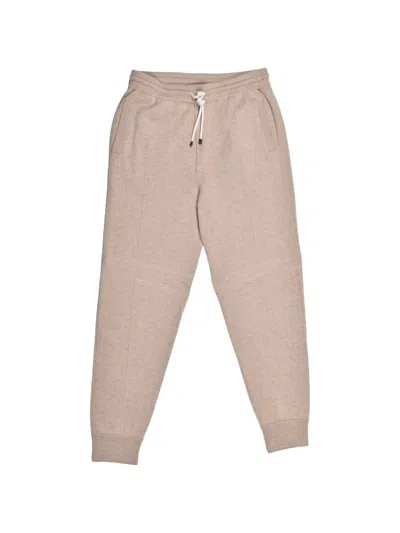 Brunello Cucinelli Cashmere Drawstring Track Pants In Brown